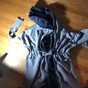 free people westwood cardigan hooded velvet trim gray small